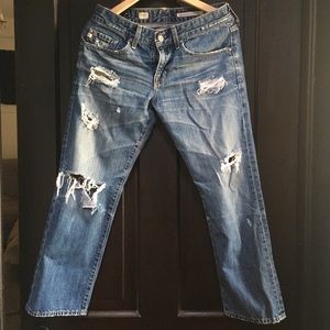 AG distressed ex-boyfriend crop denim